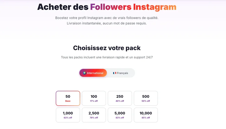 Packs acheter followers Instagram pas cher Followers Lab